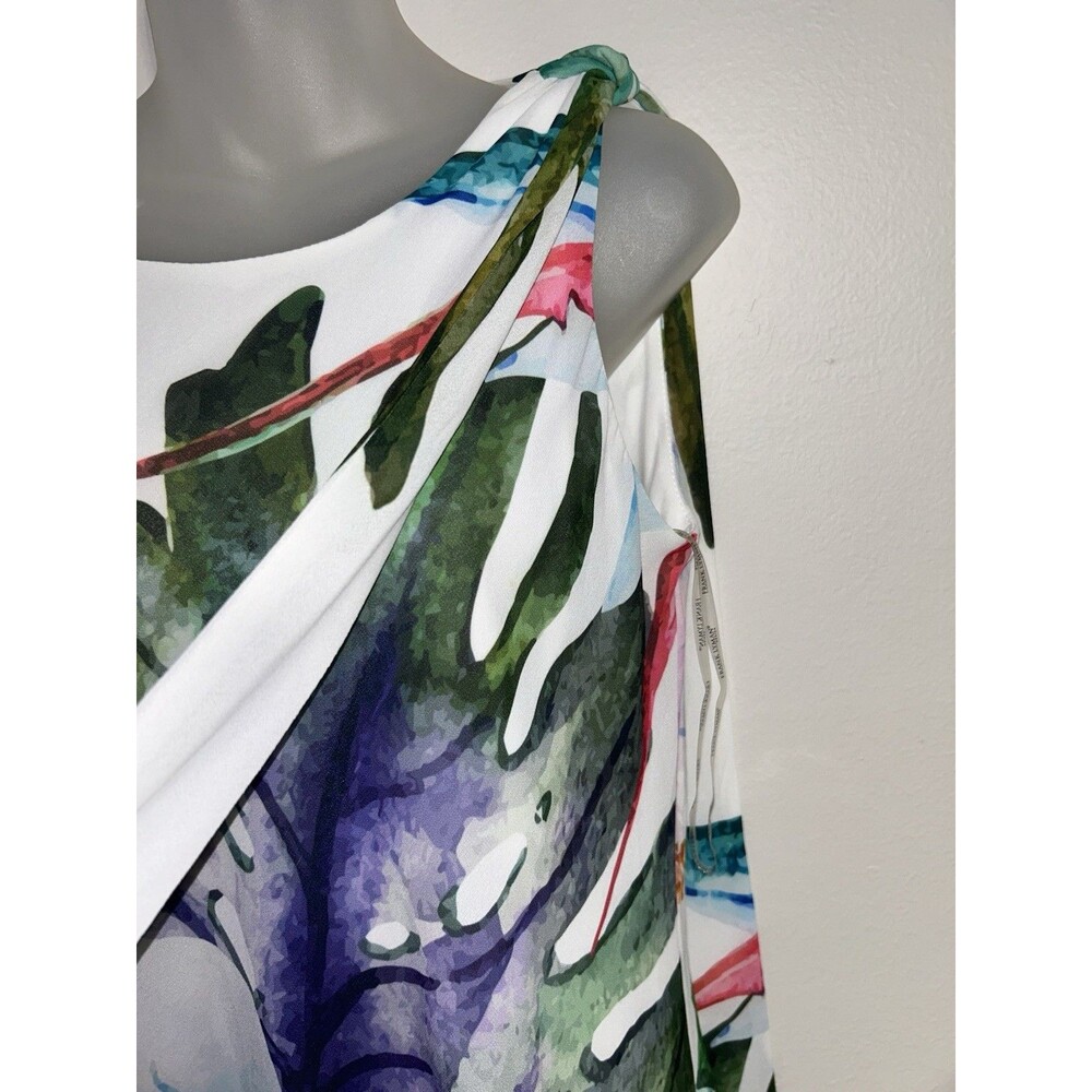 Frank Lyman Tropical Floral Maxi Dress Sz 8 High Low Chiffon Wedding Guest - Picture 7 of 11